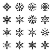 paquete de iconos de línea de patrón de copos de nieve geométricos vector