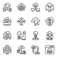 paquete de iconos de línea de transferencia de datos en la nube vector