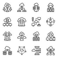 Pack of Storage Hosting Line Icons vector