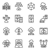 Pack of Data Storage and Cloud Hosting Line Icons vector