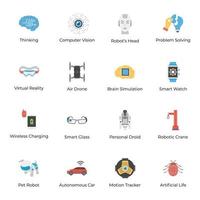 Artificial Intelligence and Vr Flat Icons Pack vector