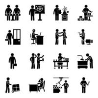 Pack of Factory Humans Pictograms vector