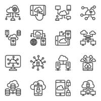 Pack of Cloud Computing and Technology Line Icons vector