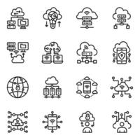 paquete de iconos de línea de alojamiento en la nube vector