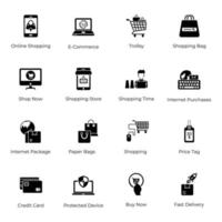 Pack of E Commerce Solid Icons vector