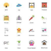 Pack of Farming Flat Icons vector