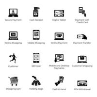 Solid Icons Set Of Shopping vector