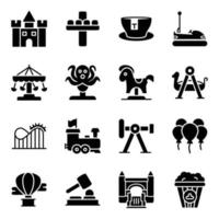 Amusement Park Glyph Icons Set