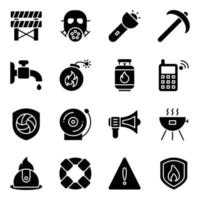 Fire Fighting Solid Vector Icons