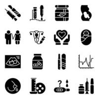 Pack of Gynaecology Process Glyph Vector Icons
