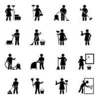 Cleaning Services Glyph Icons Set vector