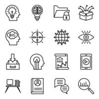 paquete de iconos de línea de planificación de proyectos vector