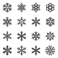 Pack of Geometric Snowflake Elements Line Icons vector