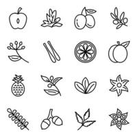 pack de iconos de alimentos naturales vector