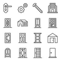 paquete de iconos de vector de línea de cerraduras de puerta