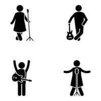 Pack of Musicians and Instruments Glyph Vectors