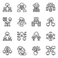 Pack of Server Hosting Line Icons vector