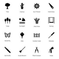 Pack of Agriculture Solid Icons vector