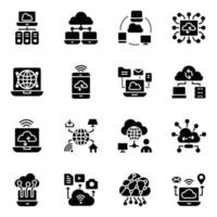 Pack of Cloud Services Glyph Icons