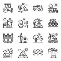 Landscape and Agriculture Line Icons vector