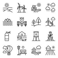 iconos lineales de agricultura y paisajes vector