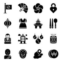 Pack of Korea Symbols Icons vector