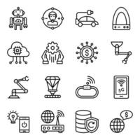 conjunto de iconos de línea de tecnología futura vector