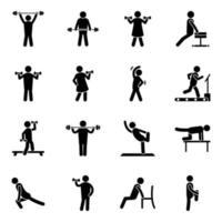 Human Fitness Glyph Vectors Set