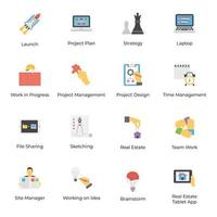 Project Planning Flat Vector Icons