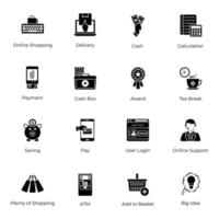 Pack of Digital Shopping Solid Icons vector