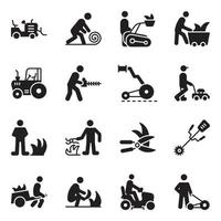 Pack of Farming and Cutting Grass Icons vector