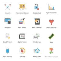 Data Charts and Graphs Flat Icons Pack vector