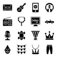 Pack of Hip Hop Music Icons vector