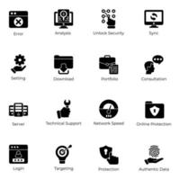 Pack of Web and Network Icons vector