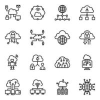 paquete de iconos de línea de computación en la nube vector