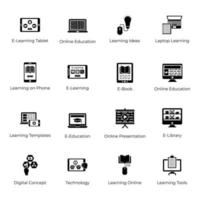 paquete de vectores de iconos de e-learning