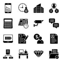 paquete de iconos de glifos de gestión de proyectos y negocios vector