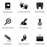 Pack of Knowledge and Learning Icons vector