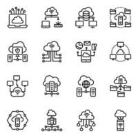 Pack of Cloud and Data Hosting Line Icons vector