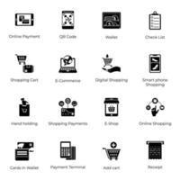 Pack of Eshopping Solid Icons vector