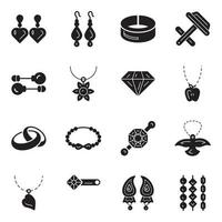 Pack of Ear and Neck Jewellery Glyph Icons vector