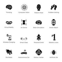 Artificial Intelligence and Vr Solid Icons Pack vector