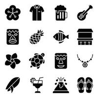 conjunto de iconos de símbolo de hawaii vector