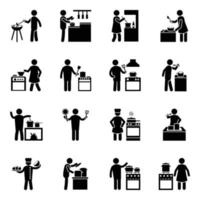 Cooking and Food Preparation Glyph Vectors Set