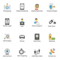 paquete de iconos de alojamiento de datos web vector