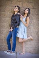 Two Mixed Race Twin Sisters Portrait photo