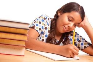 Pretty Hispanic Girl Studying photo