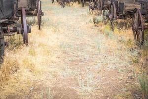 Abstract of Vintage Antique Wood Wagons and Wheels. photo