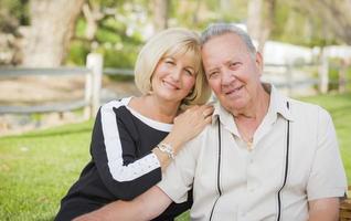 Affectionate Senior Couple Portrait At The Park photo