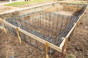 New Swimming Pool Steel Rebar Framing Construction Site photo